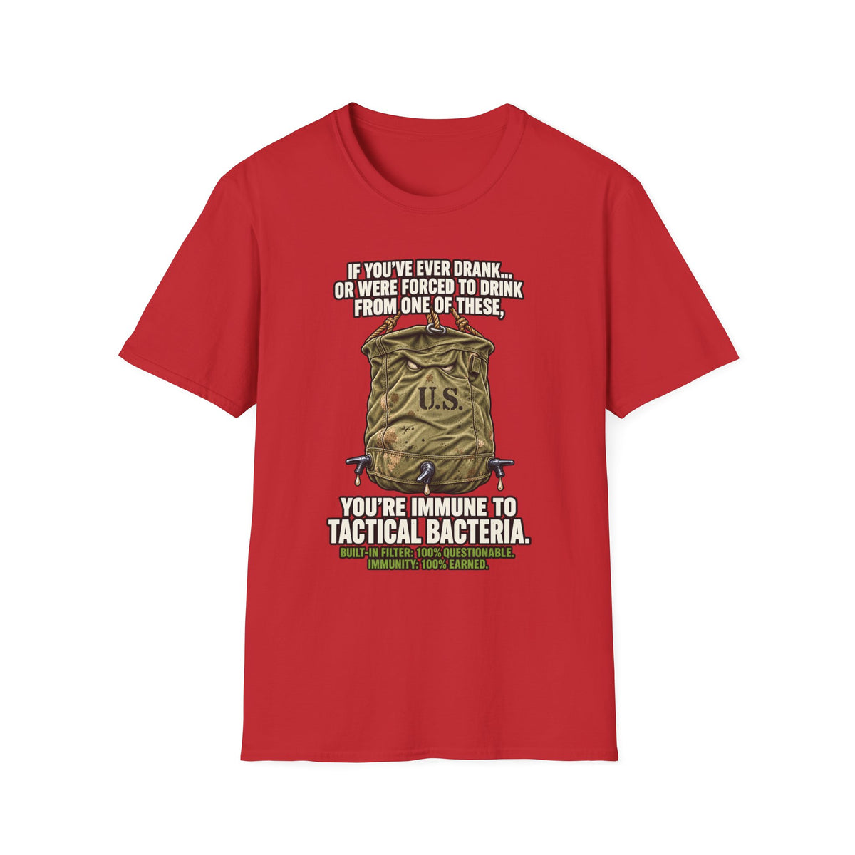 Military Humor T-Shirt – Tactical Canteen Tee for Outdoor Adventures
