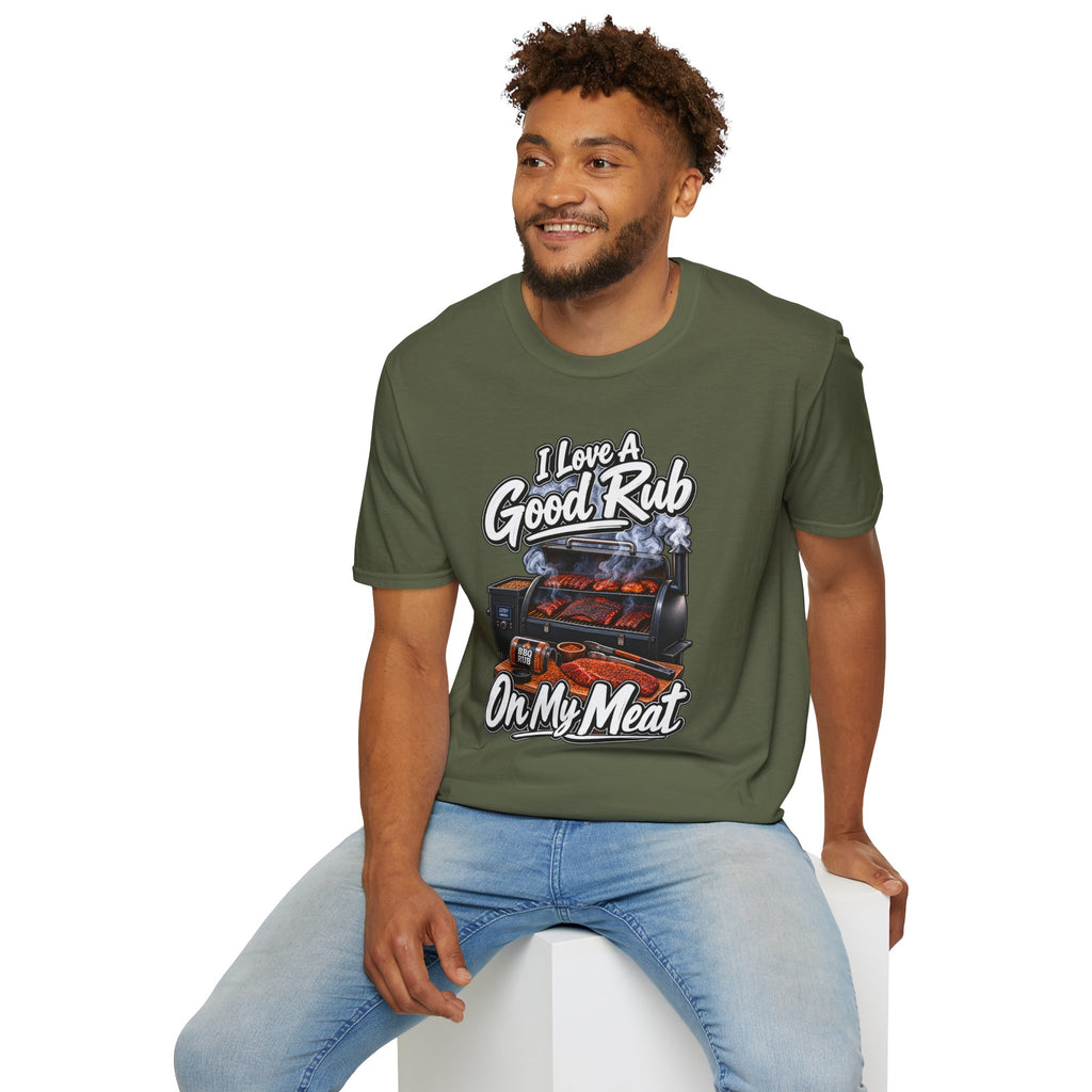 BBQ T-Shirt — "I Love a Good Rub" Grill & Smoker Shirt (I Love a Good Rub on My Meat)