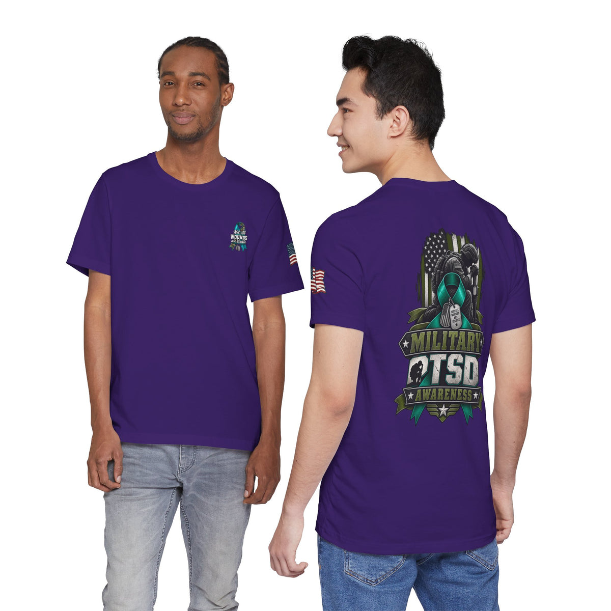 Military PTSD Awareness Tee – Support Veterans Ribbon Graphic Shirt