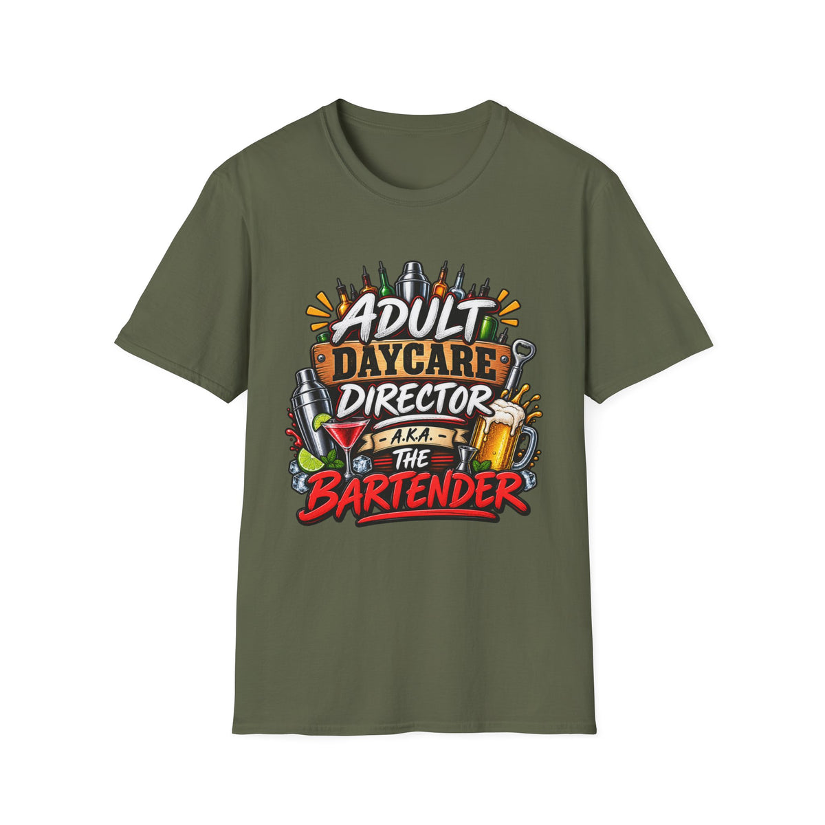 Adult Daycare Director T-Shirt — Funny Bartender Design