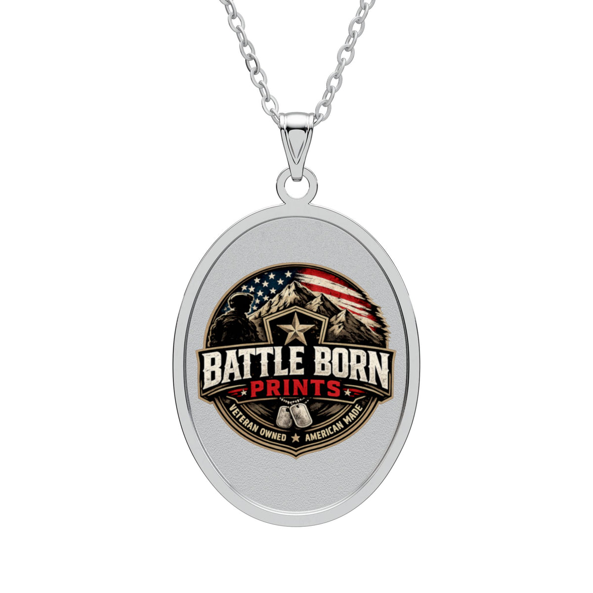 Oval Pendant Necklace — "Battle Born Prints"