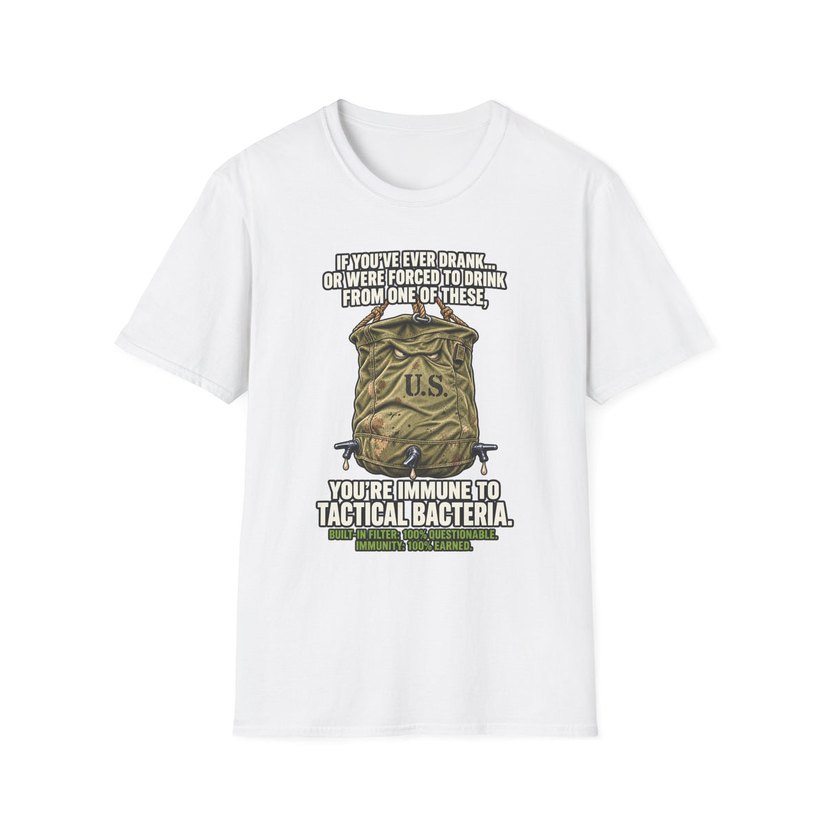 Military Humor T-Shirt – Tactical Canteen Tee for Outdoor Adventures