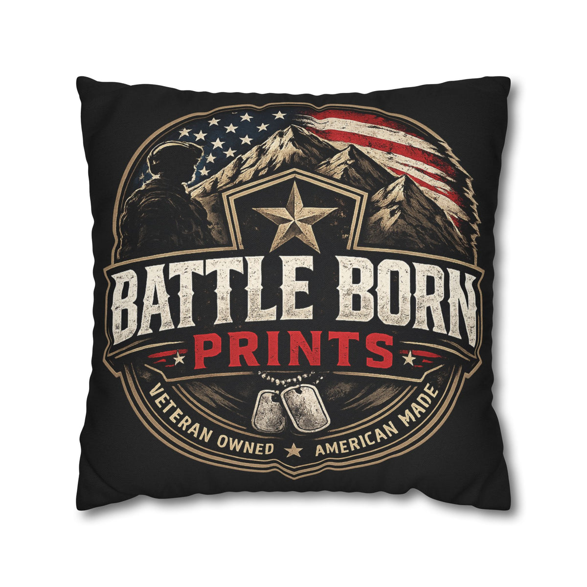Battle Born Prints Veteran American Flag Accent Pillowcase - Battle Born Prints