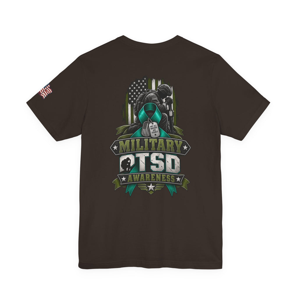 Military PTSD Awareness Tee – Support Veterans Ribbon Graphic Shirt