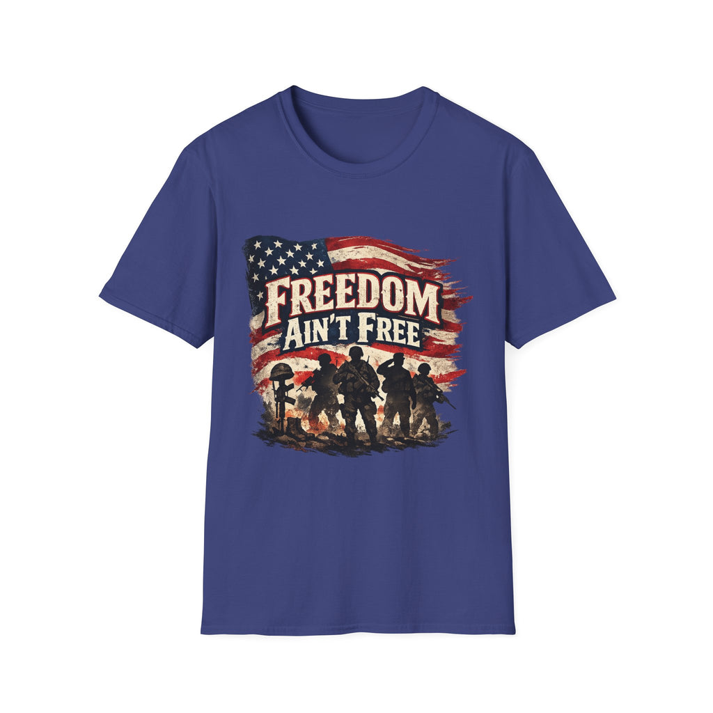 Freedom Ain't Free T-Shirt — Patriotic American Flag & Soldier Memorial Tee