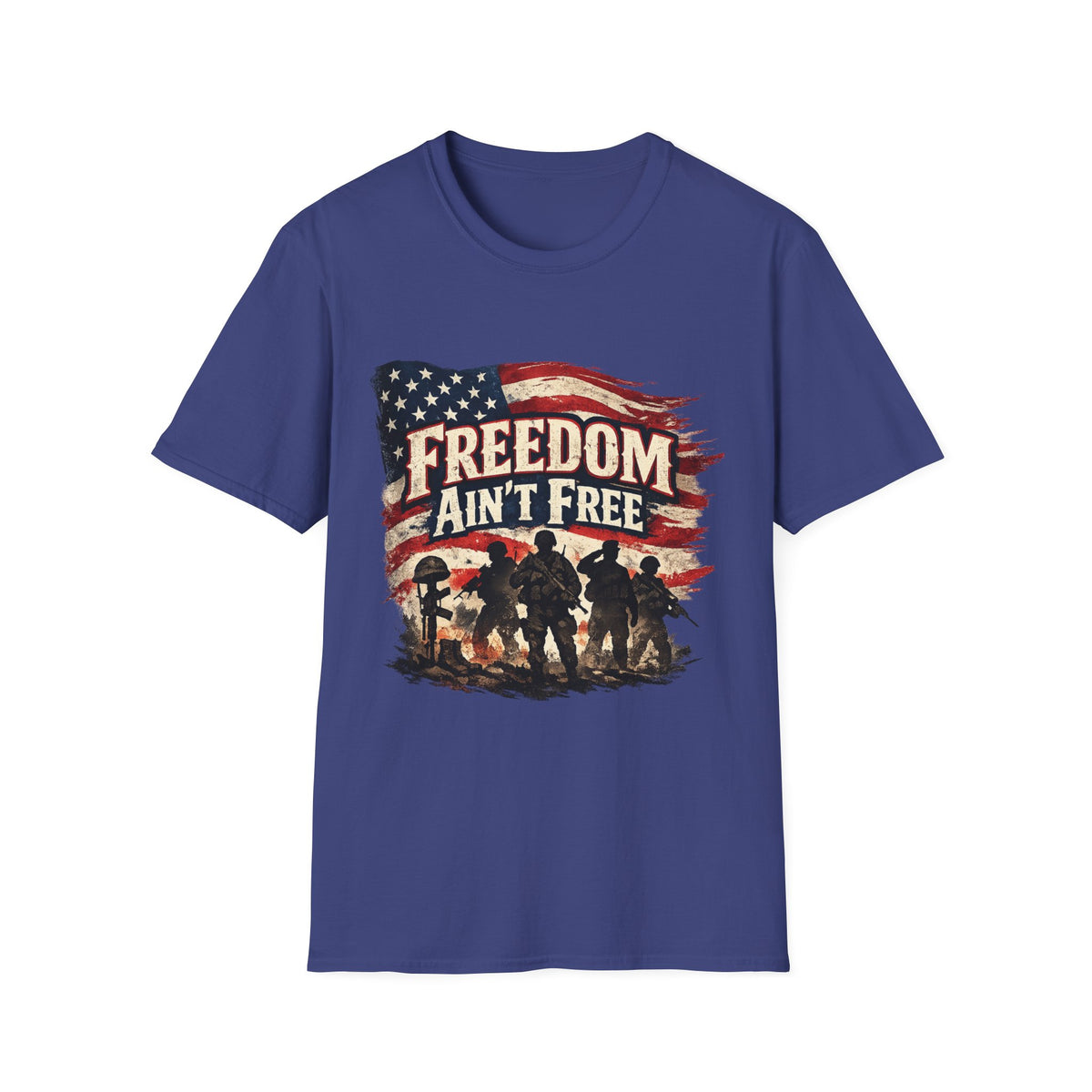 Freedom Ain't Free T-Shirt — Patriotic American Flag & Soldier Memorial Tee