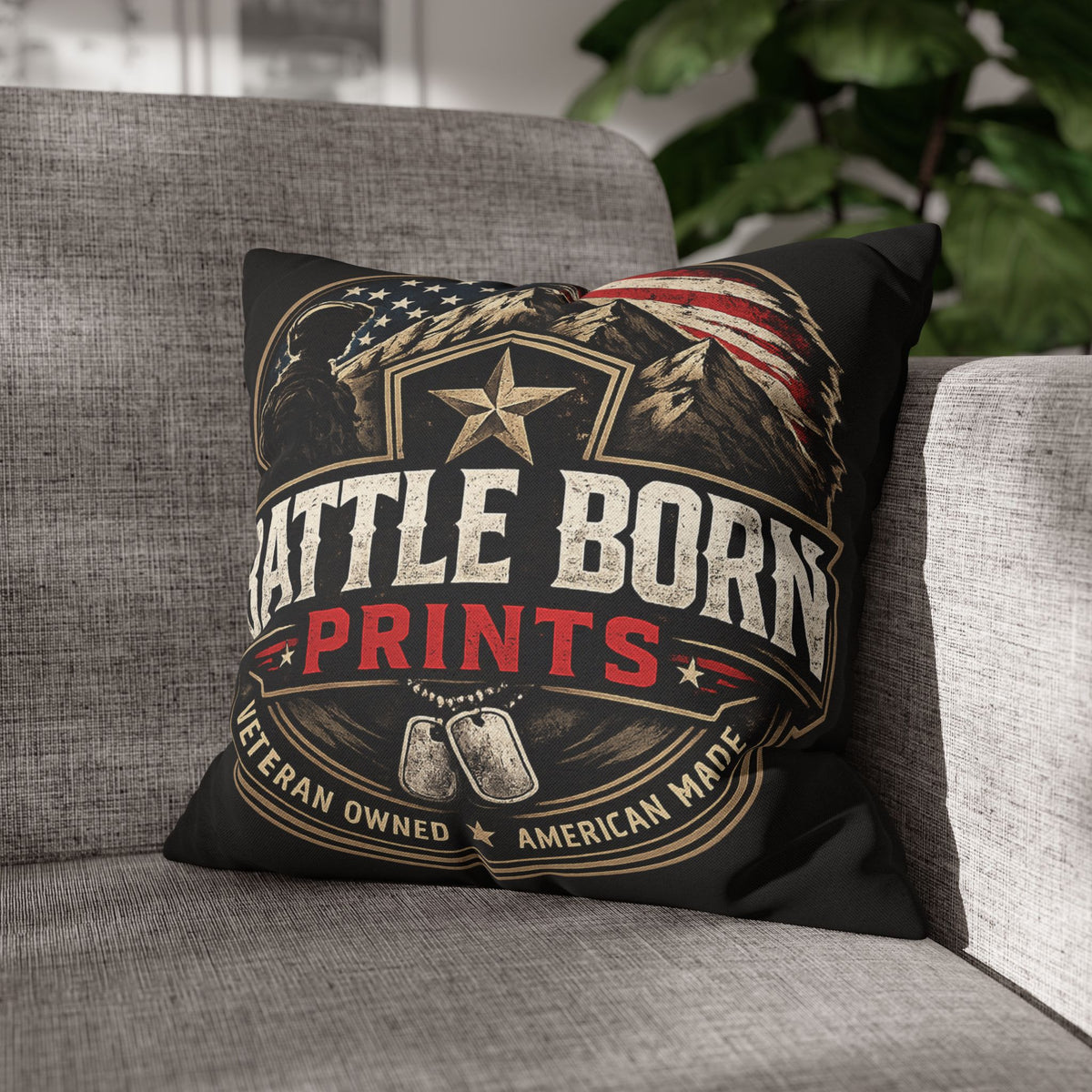 Battle Born Prints Veteran American Flag Accent Pillowcase