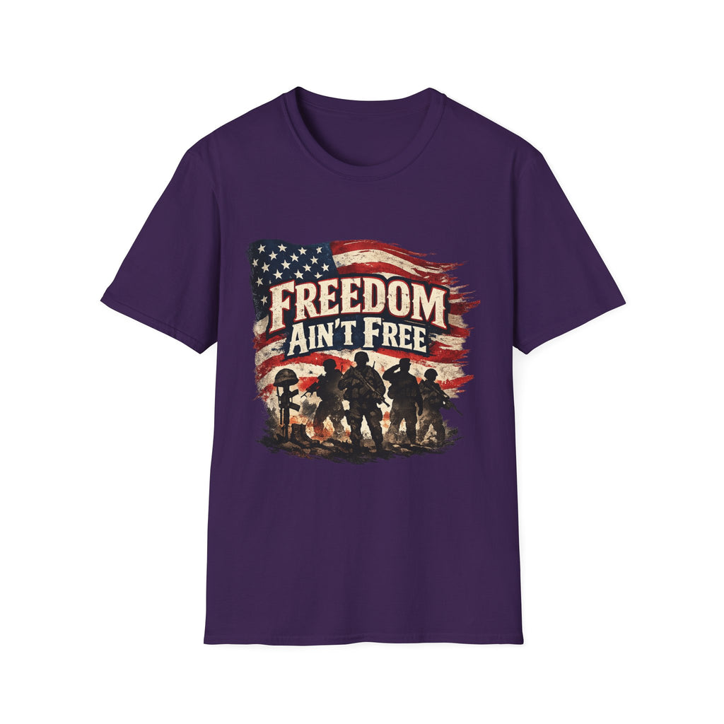 Freedom Ain't Free T-Shirt — Patriotic American Flag & Soldier Memorial Tee