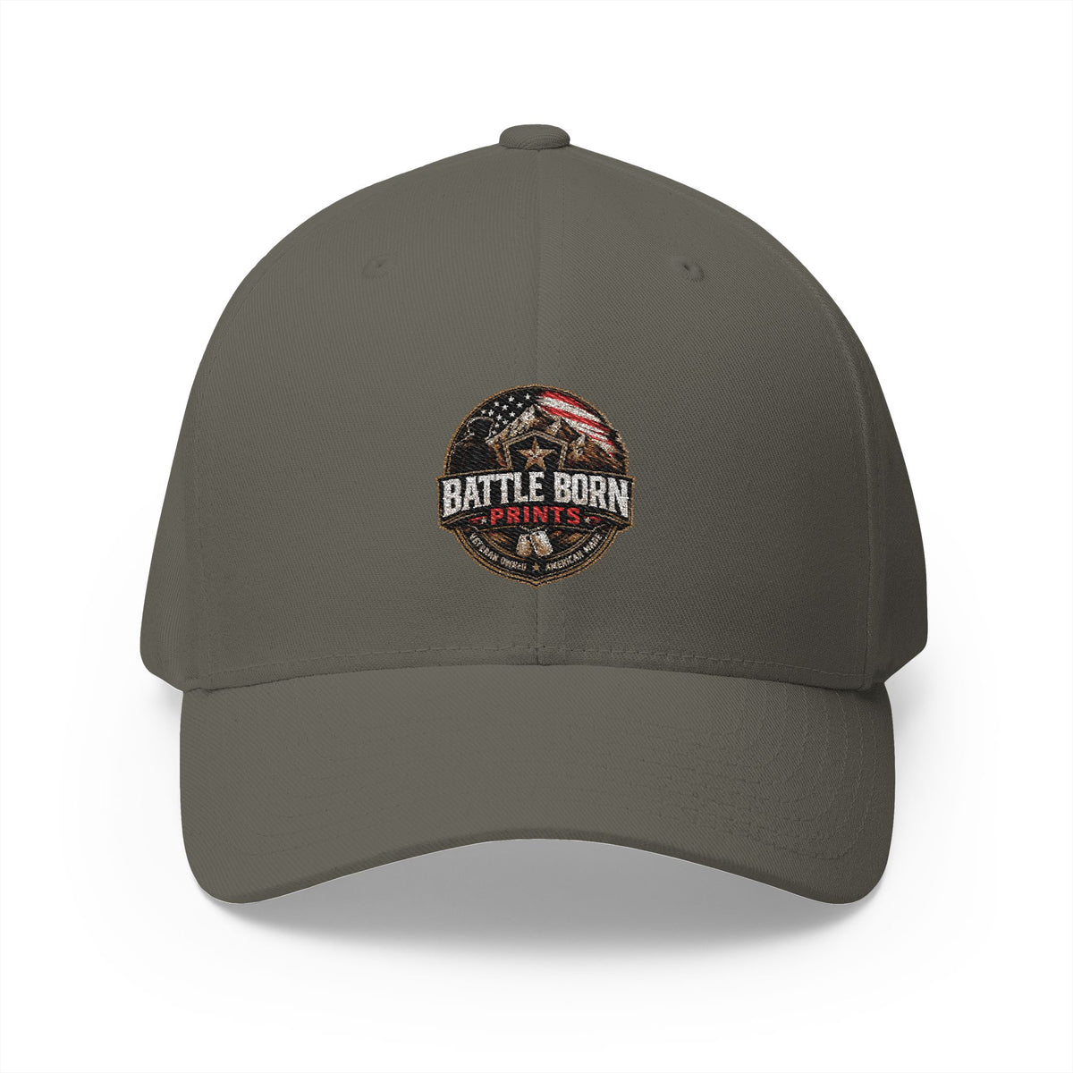 Battle Born Prints FlexFit Embroidered Cap — American Flag Patch Hat