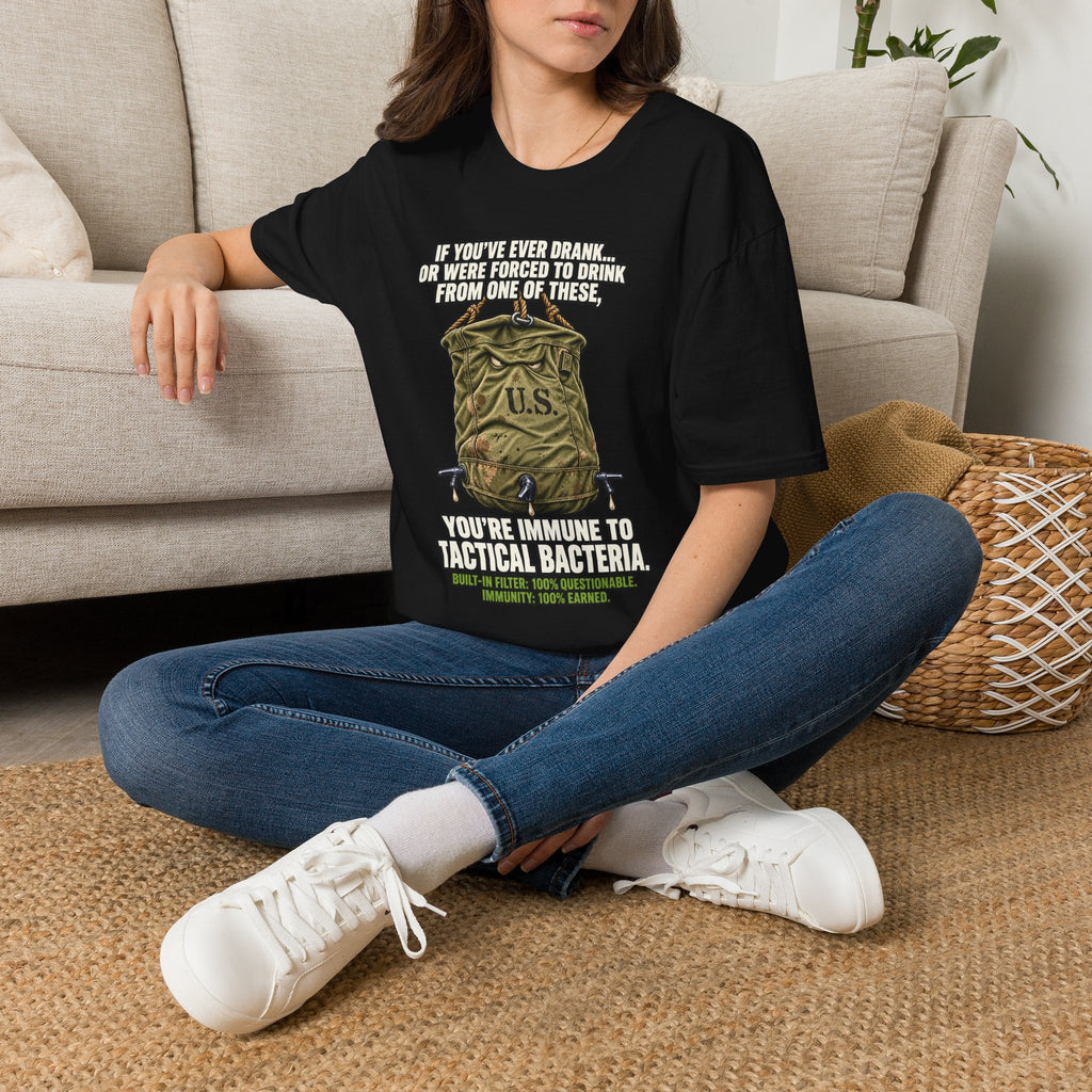 Military Humor T-Shirt – Tactical Canteen Tee for Outdoor Adventures