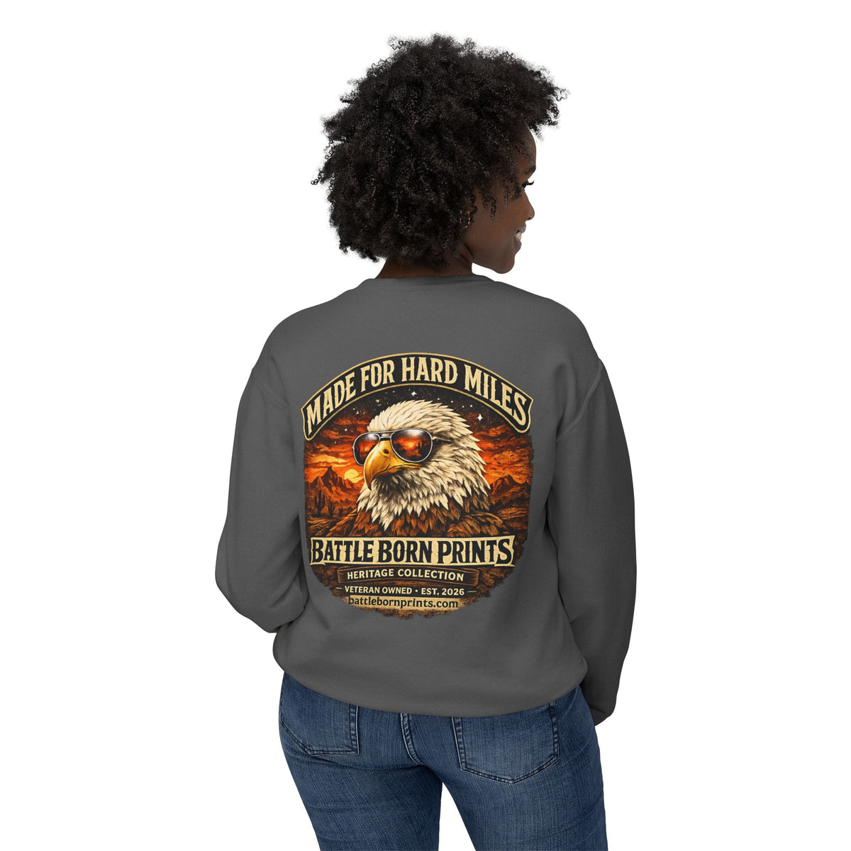 Battle Born Prints Heritage Collection "Made for Hard Miles" Crewneck Sweatshirt