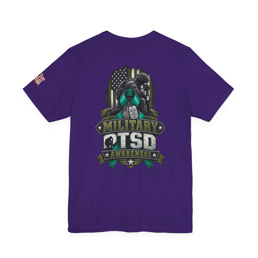 Military PTSD Awareness Tee – Support Veterans Ribbon Graphic Shirt