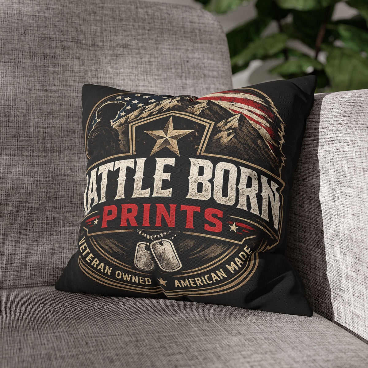 Battle Born Prints Veteran American Flag Accent Pillowcase