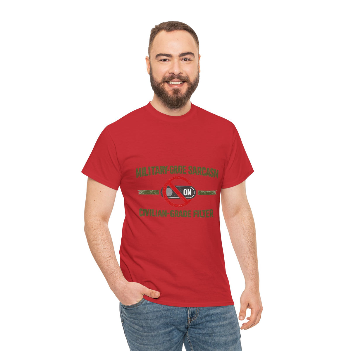 Military-Grade Sarcasm T-Shirt — "Civilian-Grade Filter Off" Humorous Military Tee