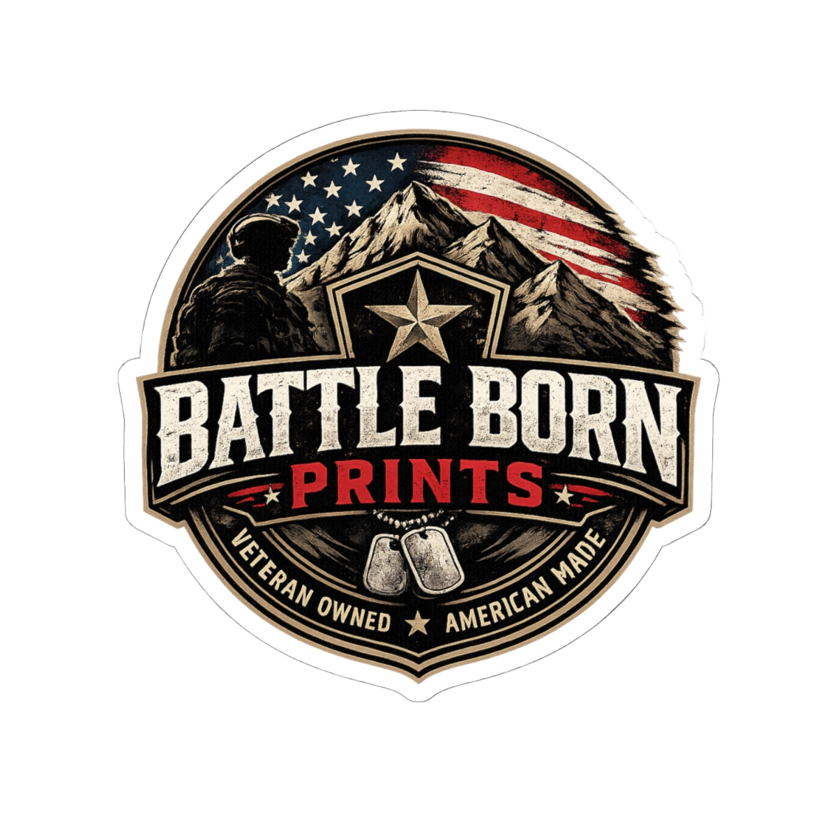 Battle Born Prints Veteran-Owned American Flag Kiss-Cut Sticker - Battle Born Prints