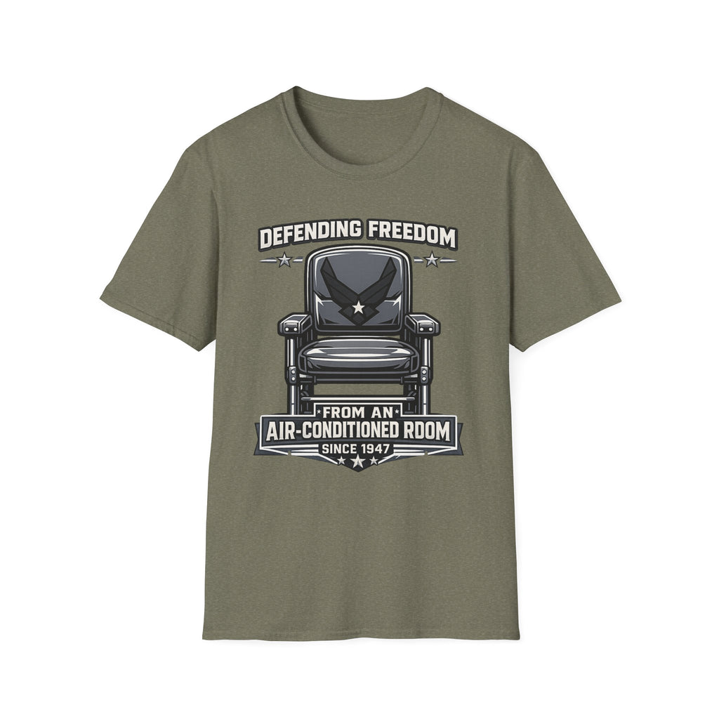 Defending Freedom Chair Force Veteran T-Shirt — "Defending Freedom from an Air-Conditioned Room"