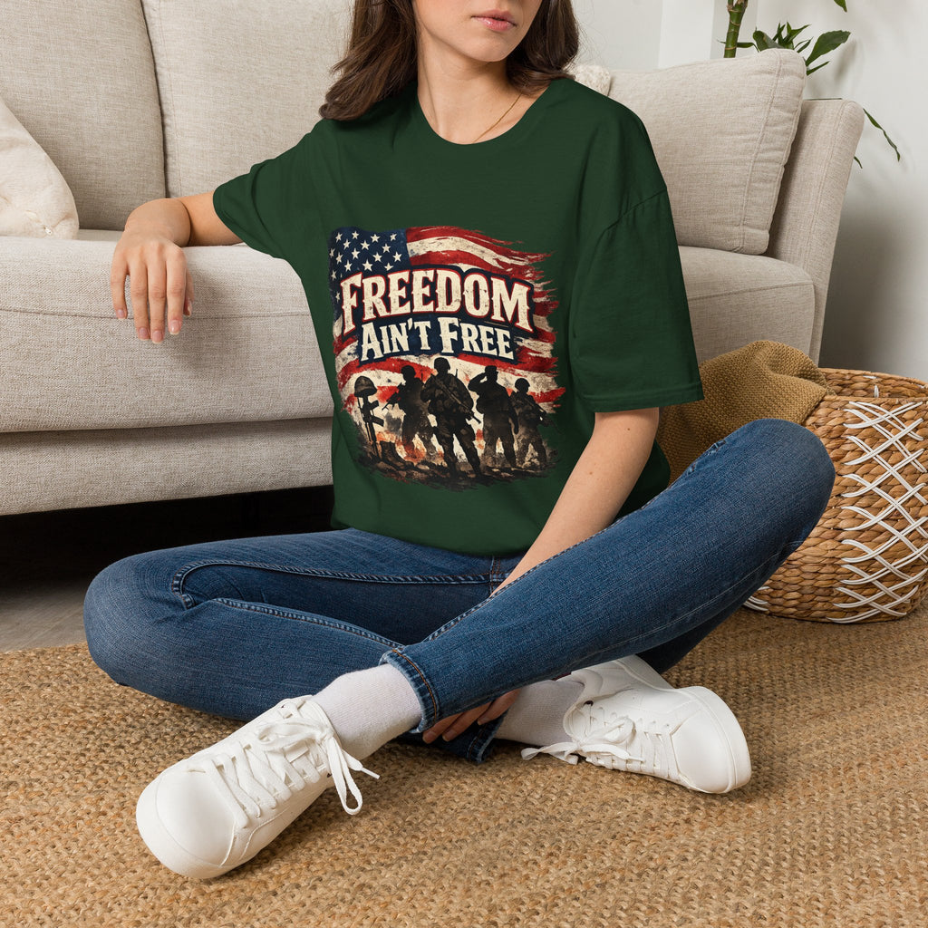 Freedom Ain't Free T-Shirt — Patriotic American Flag & Soldier Memorial Tee