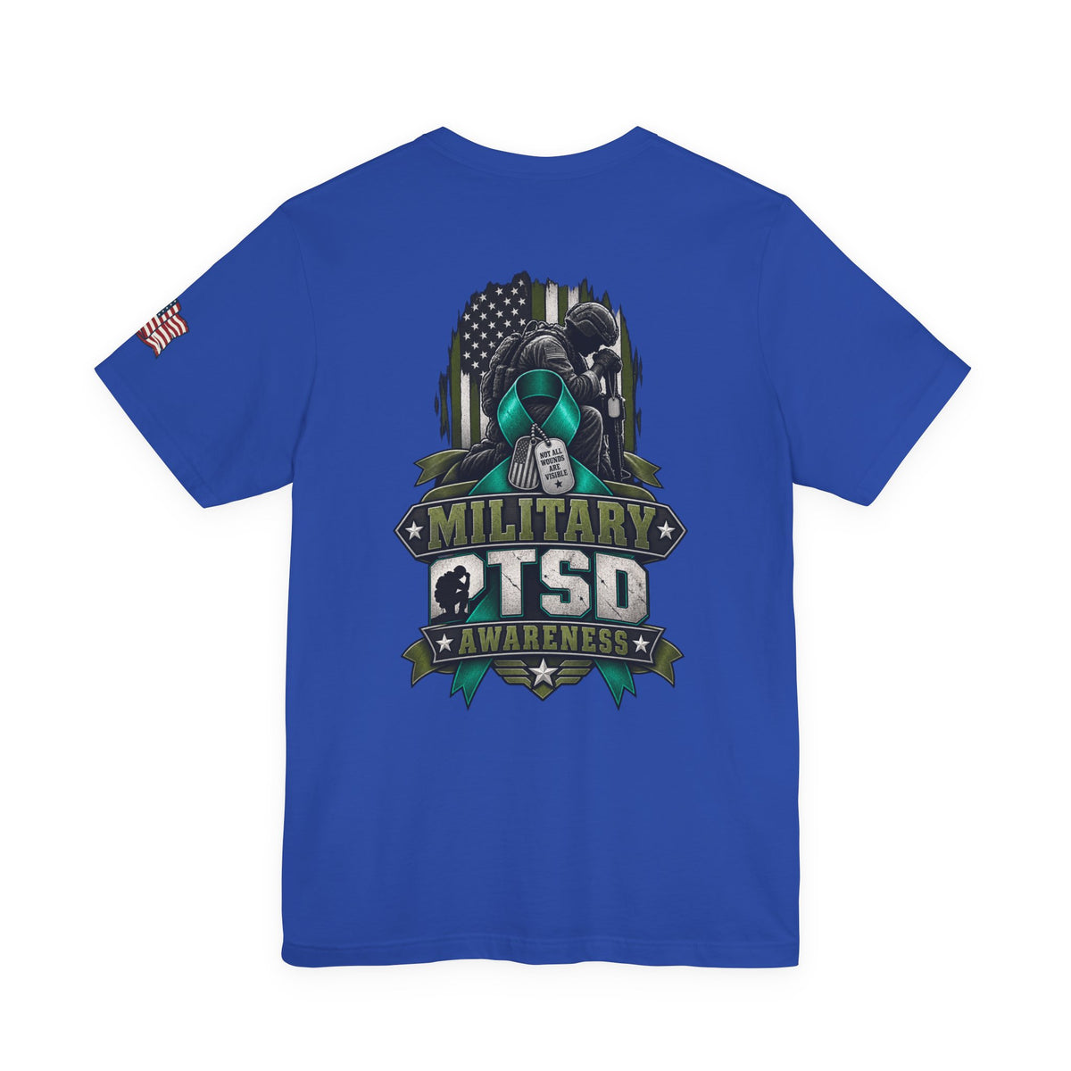 Military PTSD Awareness Tee – Support Veterans Ribbon Graphic Shirt