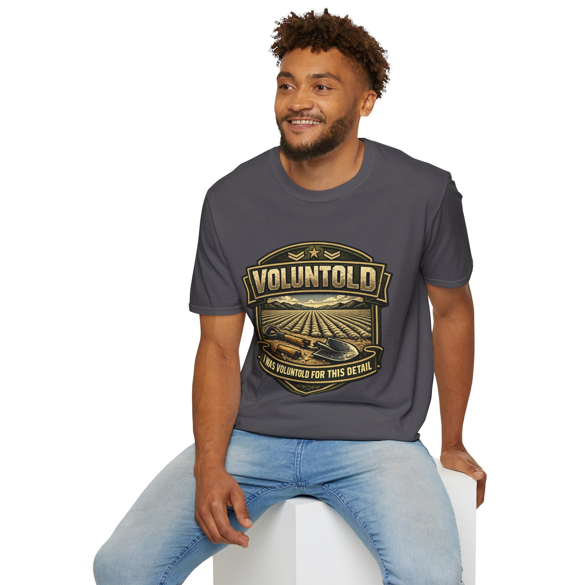 T-Shirt — "Voluntold" Farm Vintage Emblem Tee