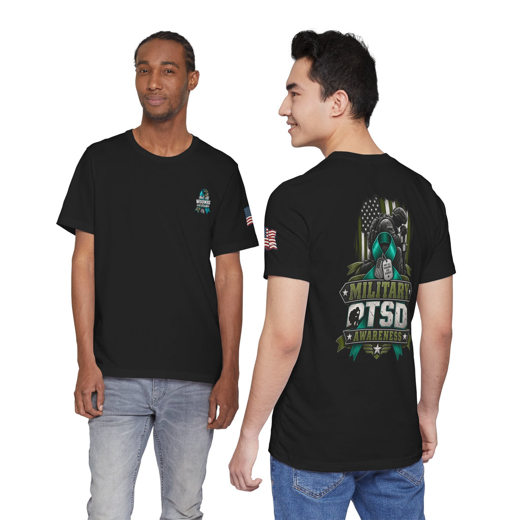 Military PTSD Awareness Tee – Support Veterans Ribbon Graphic Shirt