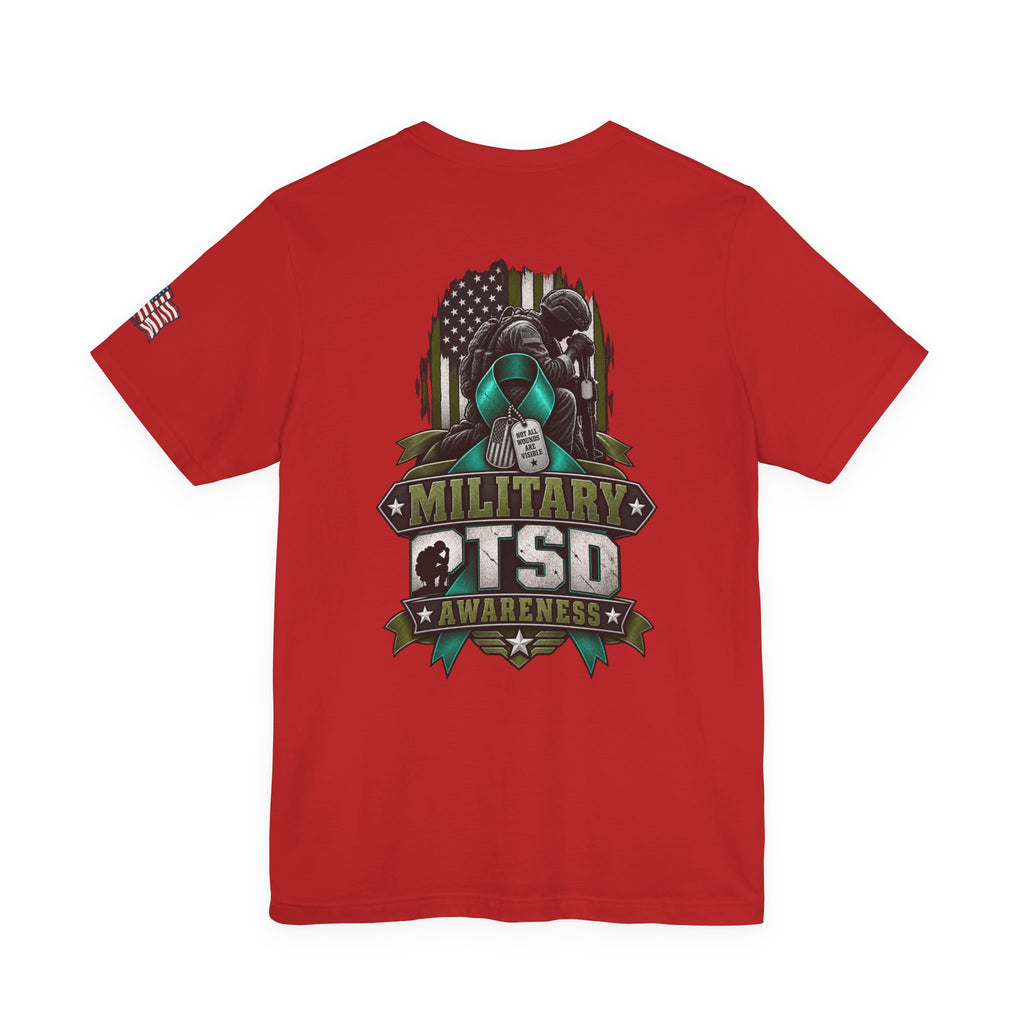 Military PTSD Awareness Tee – Support Veterans Ribbon Graphic Shirt