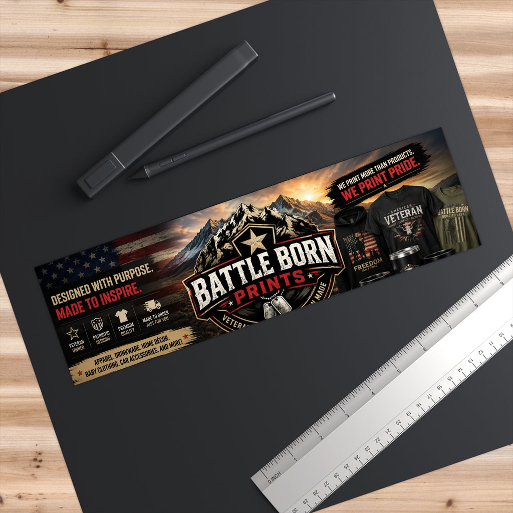 Battle Born Prints Bumper Sticker — Patriotic Veteran Brand Logo Decal