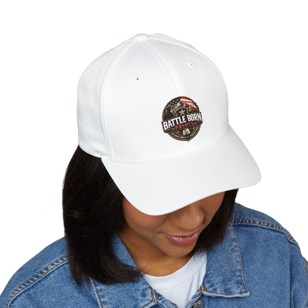 Battle Born Prints FlexFit Embroidered Cap — American Flag Patch Hat