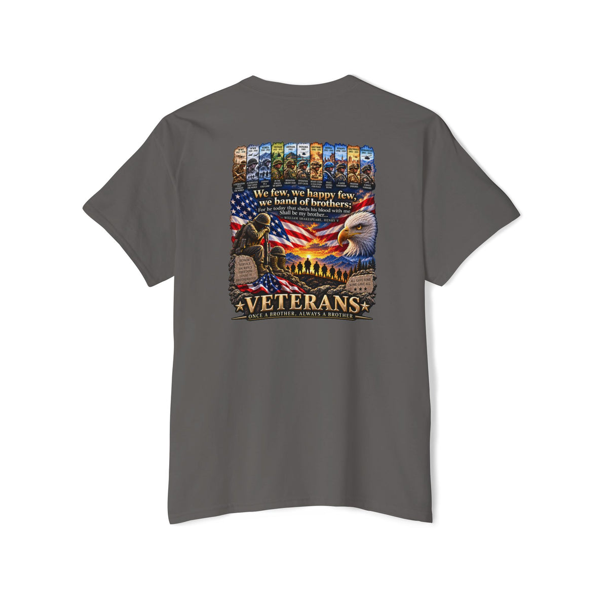 Veterans Tribute Pocket Tee — "We Live, We Honor, We Stand" Patriotic T-Shirt