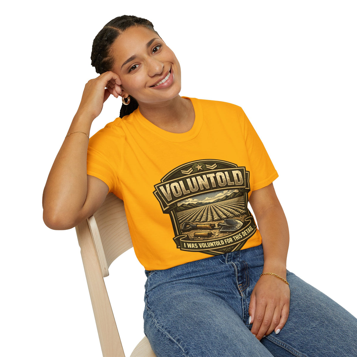 T-Shirt — "Voluntold" Farm Vintage Emblem Tee