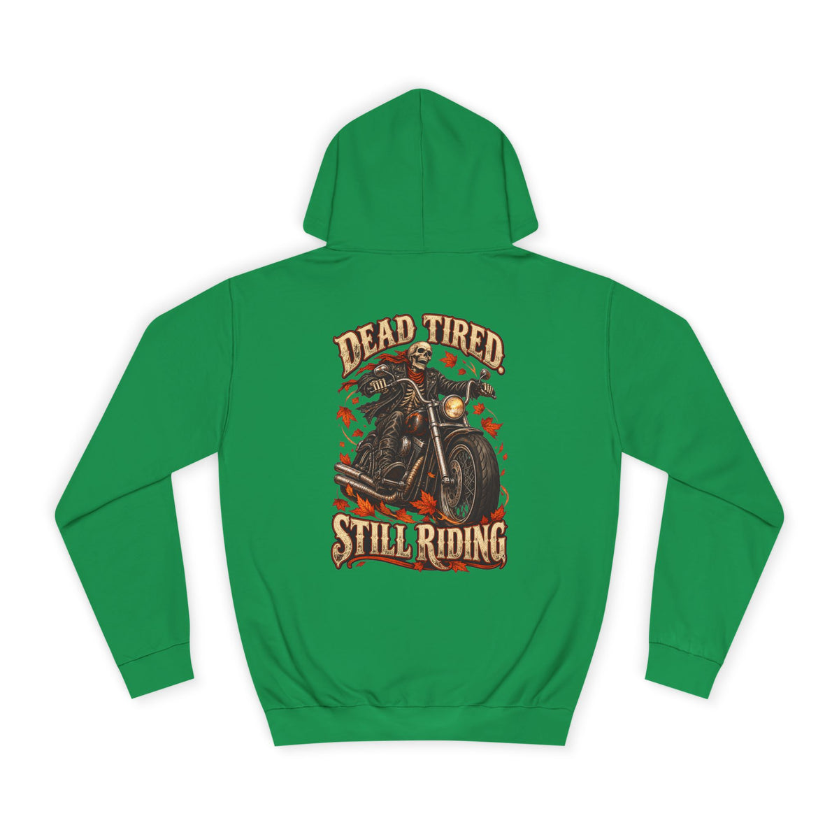 Men's Biker Graphic Hoodie – "Dead Tired Still Riding" Vintage Motorcycle Sweatshirt - Battle Born Prints
