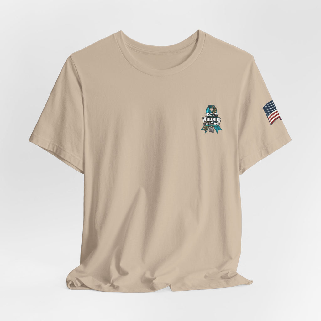 Military PTSD Awareness Tee – Support Veterans Ribbon Graphic Shirt
