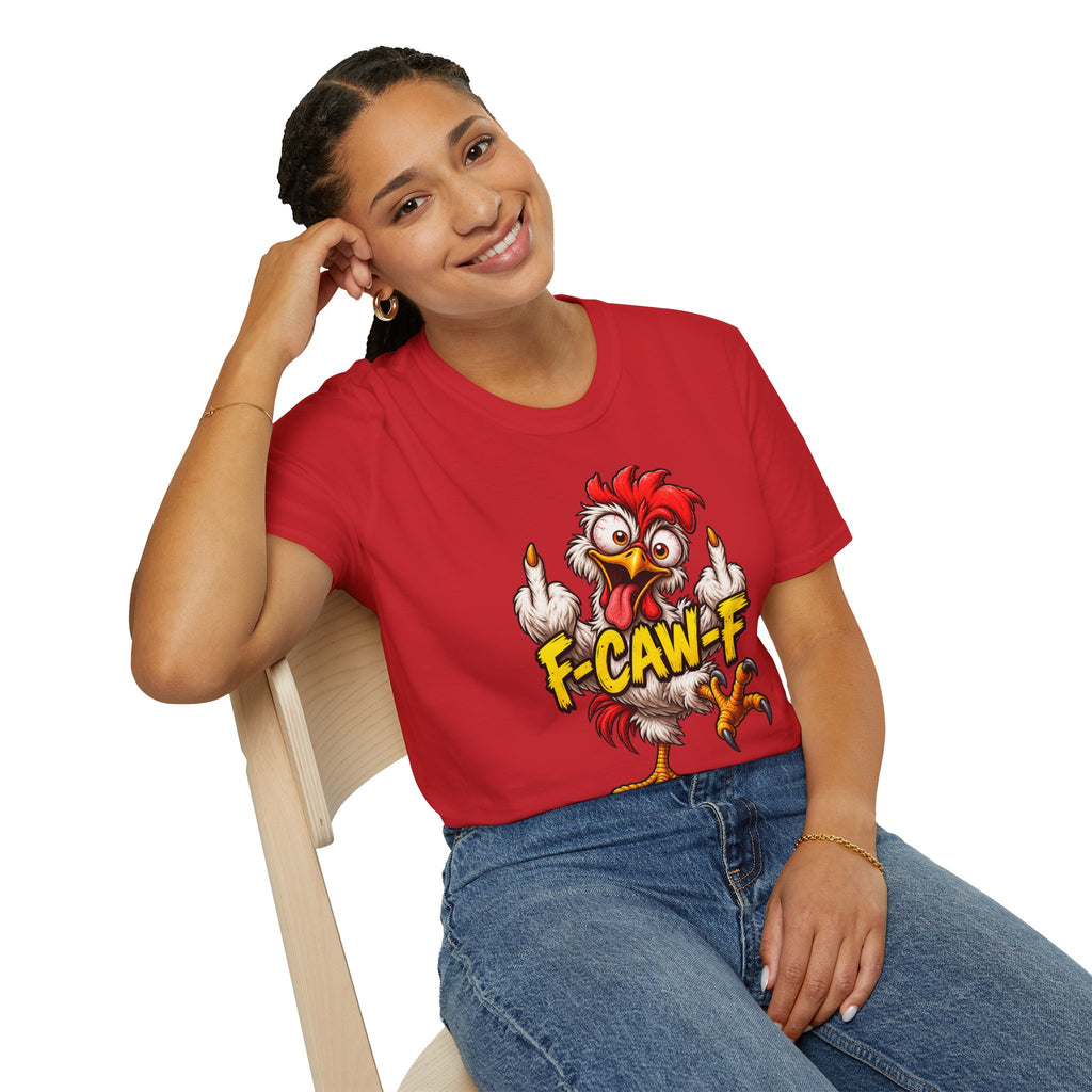 F-CAW-F Funny Chicken T-Shirt – Cheeky Middle Finger Rooster Graphic Tee