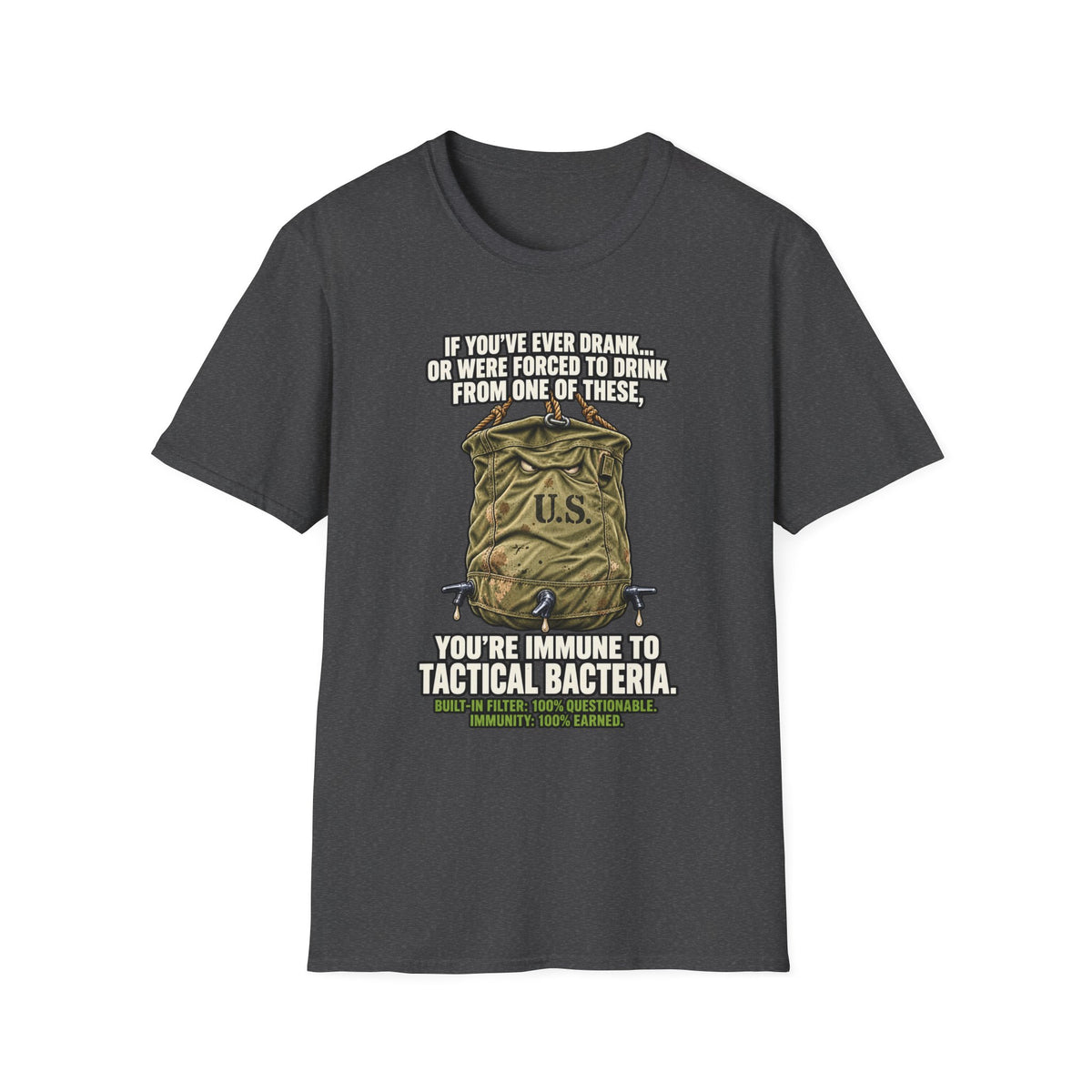 Military Humor T-Shirt – Tactical Canteen Tee for Outdoor Adventures