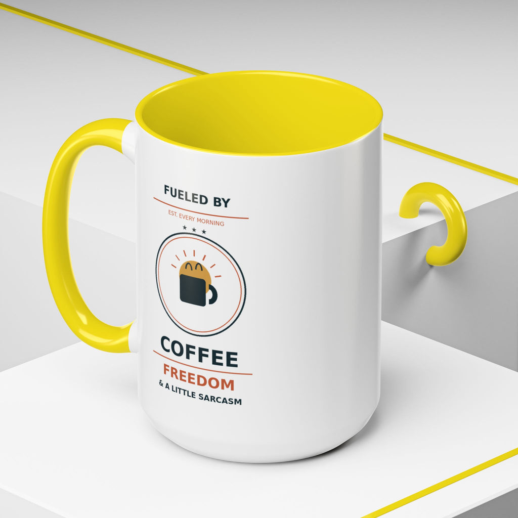 Coffee Mug - "Fueled by Coffee, Freedom & a Little Sarcasm" Accent Ceramic Mug - Battle Born Prints