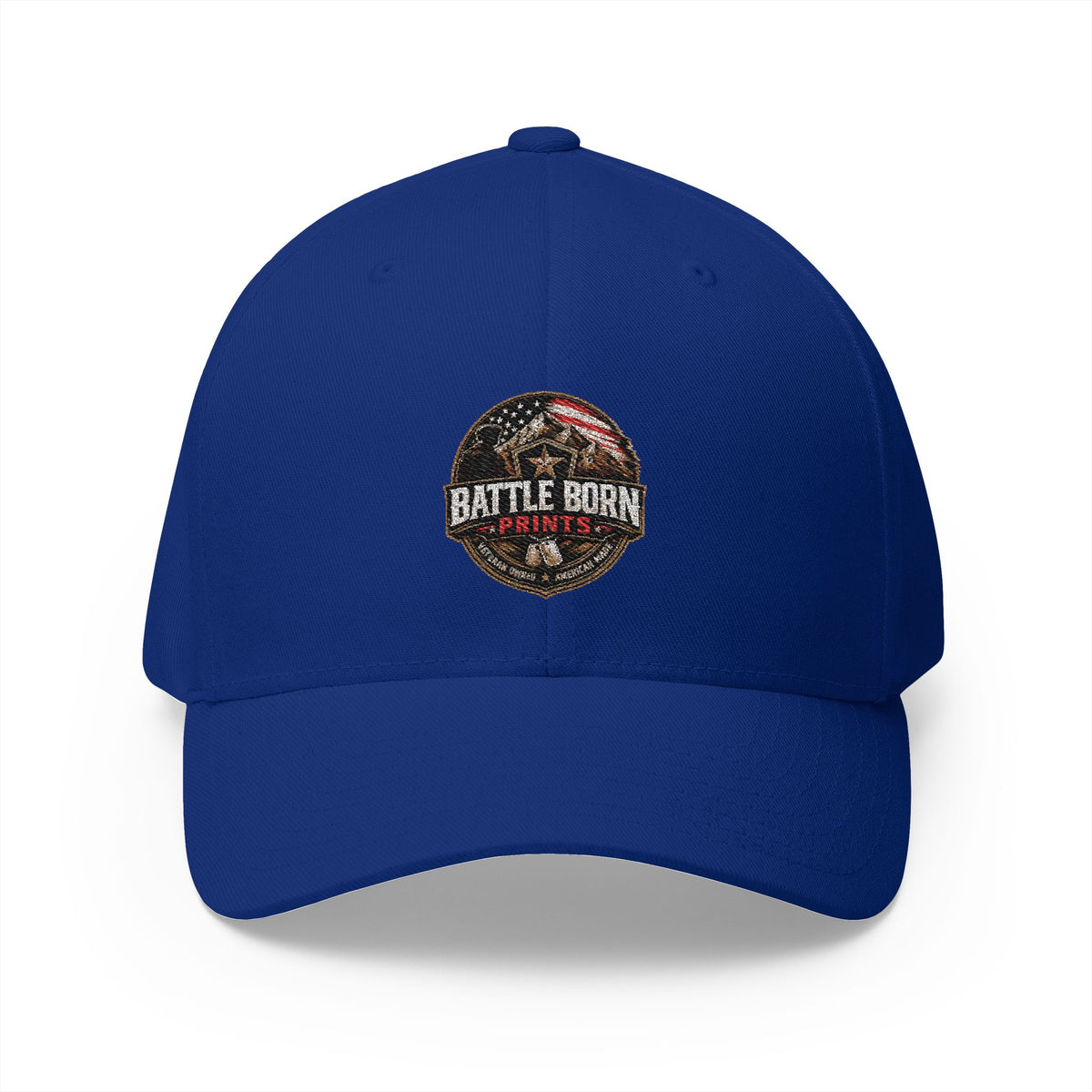 Battle Born Prints FlexFit Embroidered Cap — American Flag Patch Hat