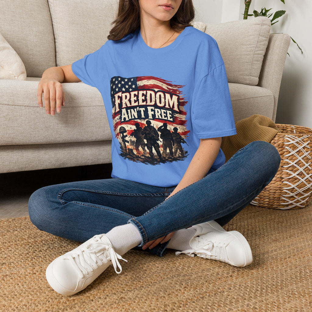 Freedom Ain't Free T-Shirt — Patriotic American Flag & Soldier Memorial Tee