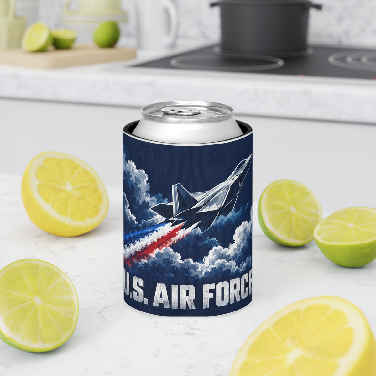 U.S. Air Force Can Cooler – 'Aim High' Jet Beverage Koozie - Battle Born Prints