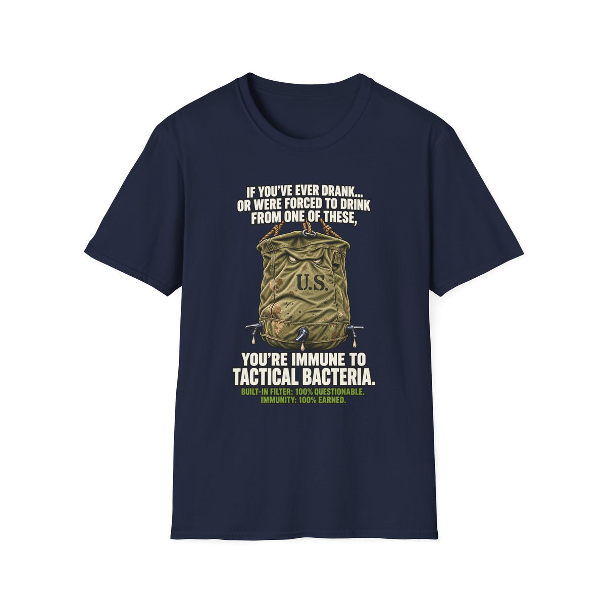 Military Humor T-Shirt – Tactical Canteen Tee for Outdoor Adventures