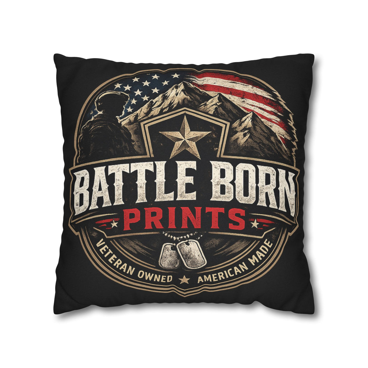 Battle Born Prints Veteran American Flag Accent Pillowcase - Battle Born Prints