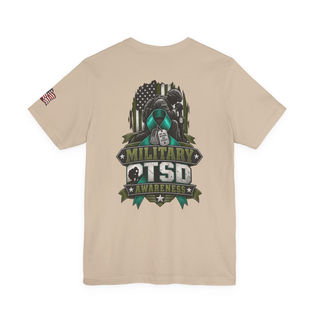 Military PTSD Awareness Tee – Support Veterans Ribbon Graphic Shirt