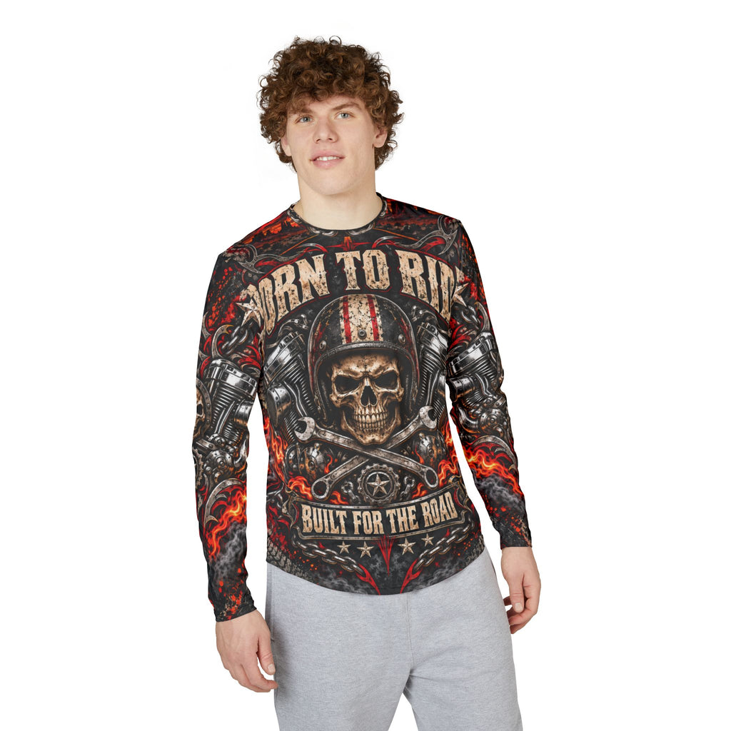 Born to Ride Skull Motorcycle Long Sleeve Shirt — Live Free Ride Hard UV Protection