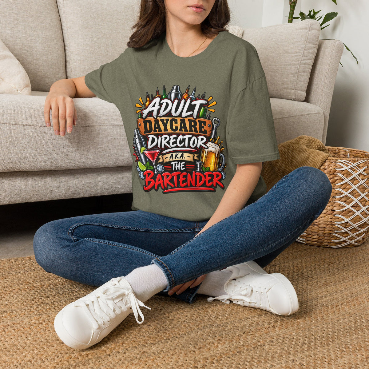Adult Daycare Director T-Shirt — Funny Bartender Design