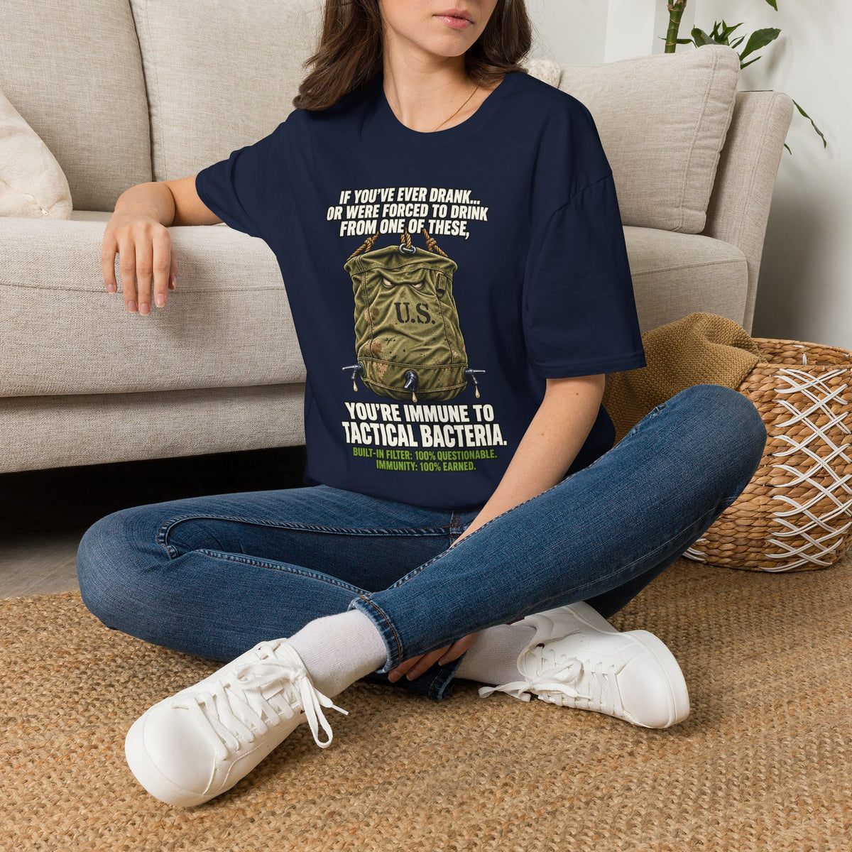 Military Humor T-Shirt – Tactical Canteen Tee for Outdoor Adventures