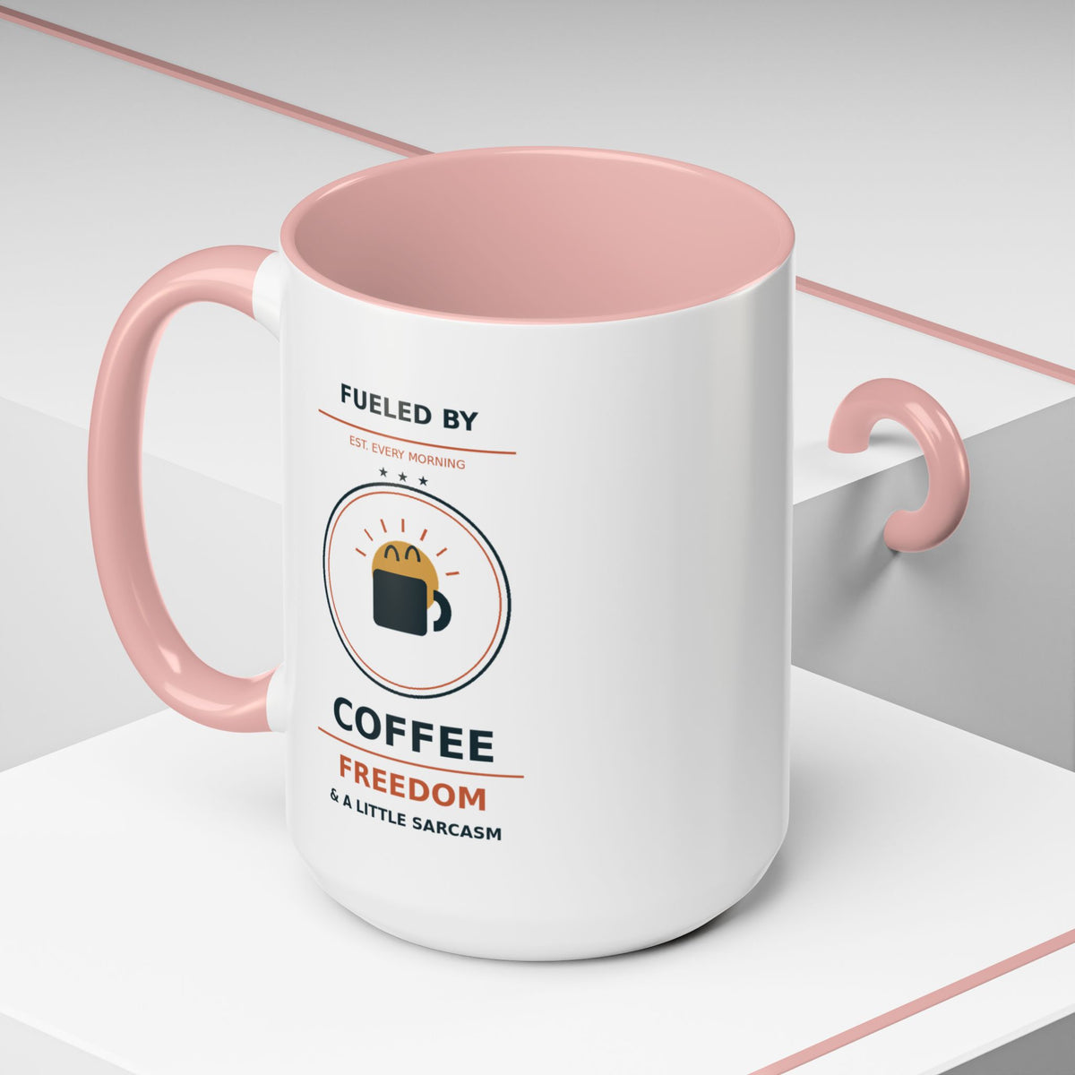Coffee Mug - "Fueled by Coffee, Freedom & a Little Sarcasm" Accent Ceramic Mug - Battle Born Prints