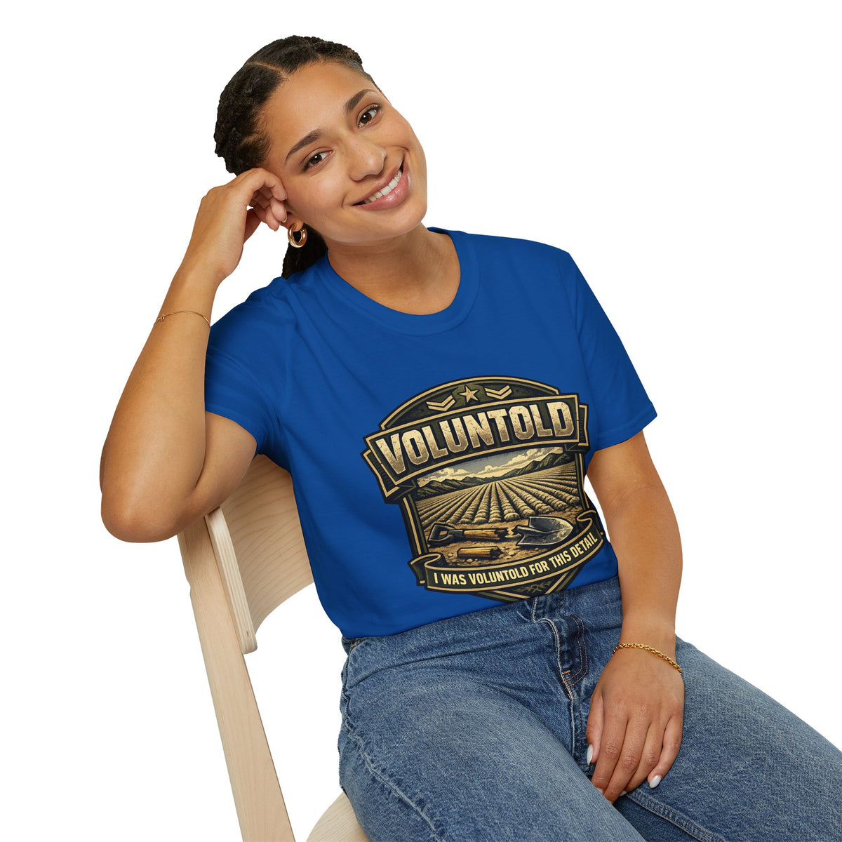 T-Shirt — "Voluntold" Farm Vintage Emblem Tee