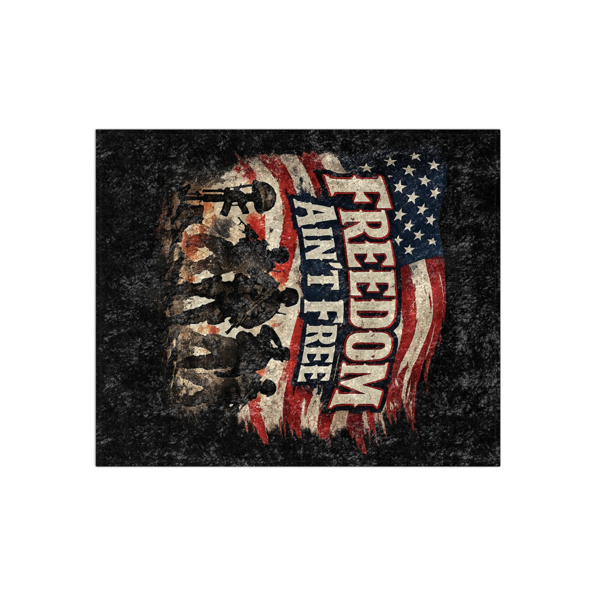 Crushed Velvet Blanket — "Freedom Ain't Free" Patriotic Military Throw