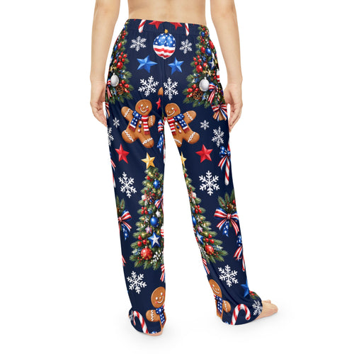 Cozy Women's Christmas Pajama Pants – Festive Gingerbread & Ornament Tree Print