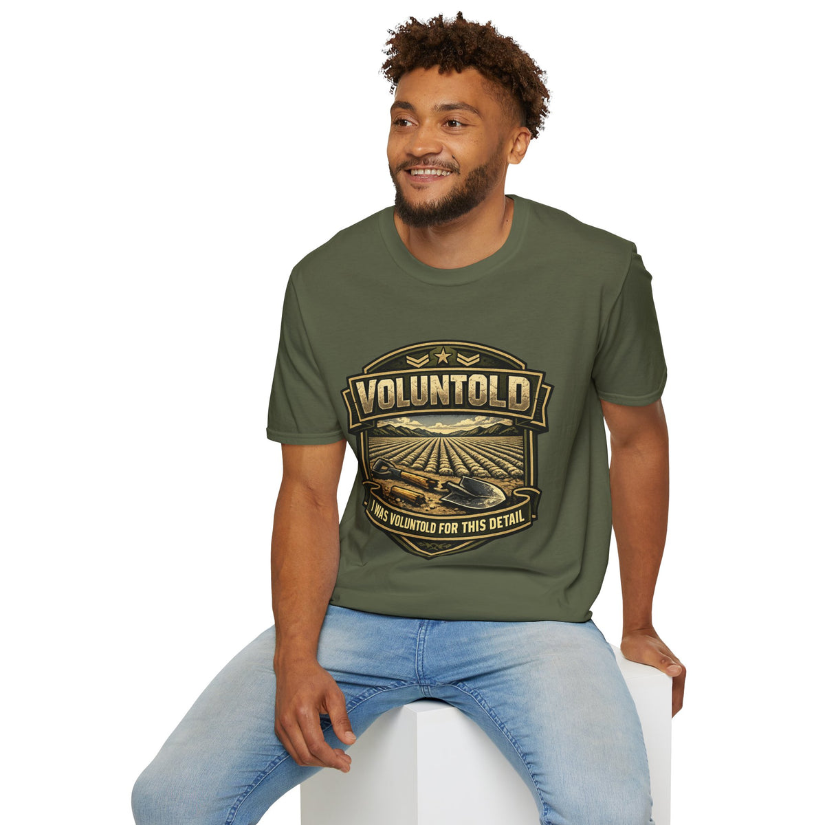 T-Shirt — "Voluntold" Farm Vintage Emblem Tee