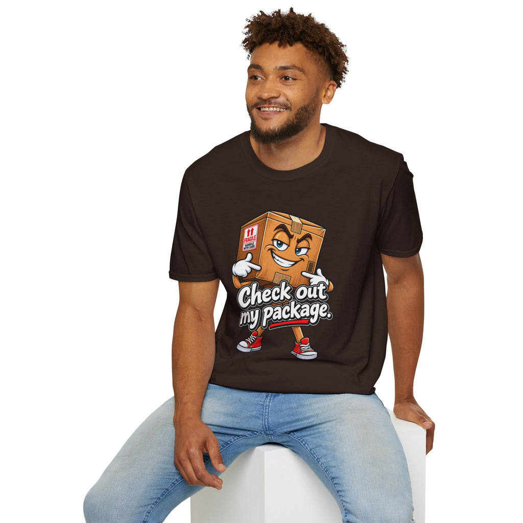 Check Out My Package T-Shirt — Funny Cartoon Box Graphic Tee