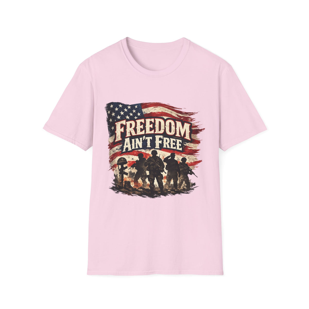 Freedom Ain't Free T-Shirt — Patriotic American Flag & Soldier Memorial Tee